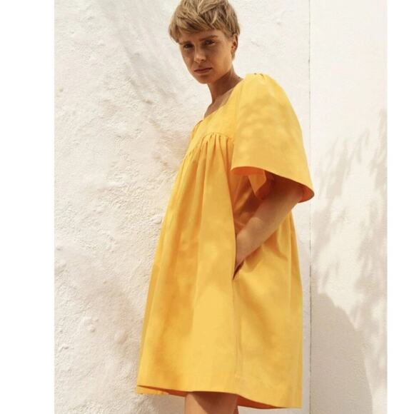 Three Graces Sofia Cotton Poplin Sundress 2 Yellow NEW - Picture 1 of 10